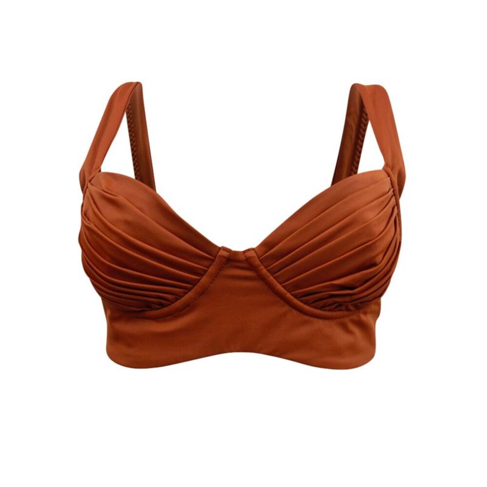 Palm Swimwear Women's Kelly Pleated Swim Top Separates (AU4/US XL, Cinnamon)